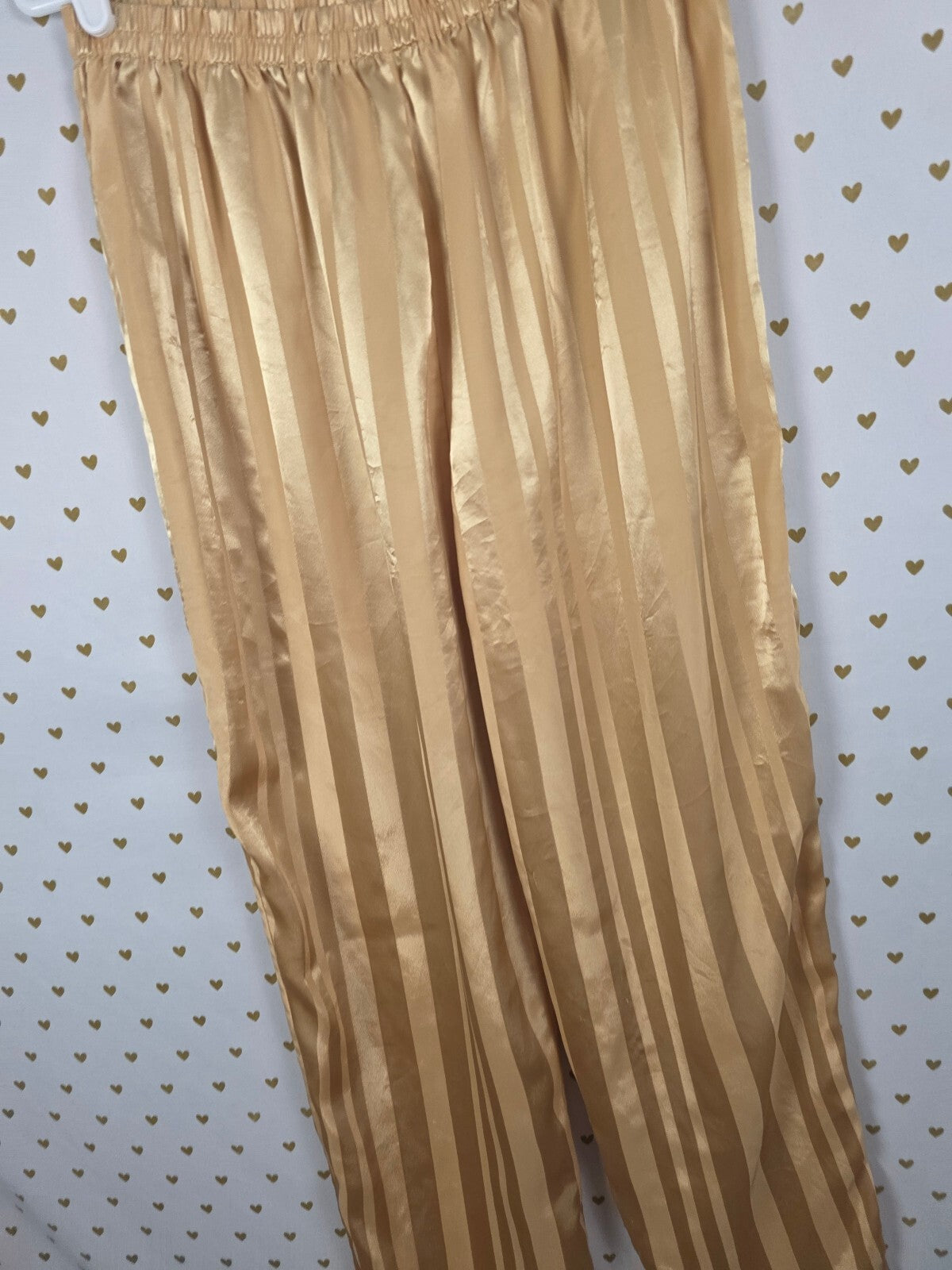 Vintage Victoria's Secret Satin Pajama Pants S Gold Striped Y2K Lounge