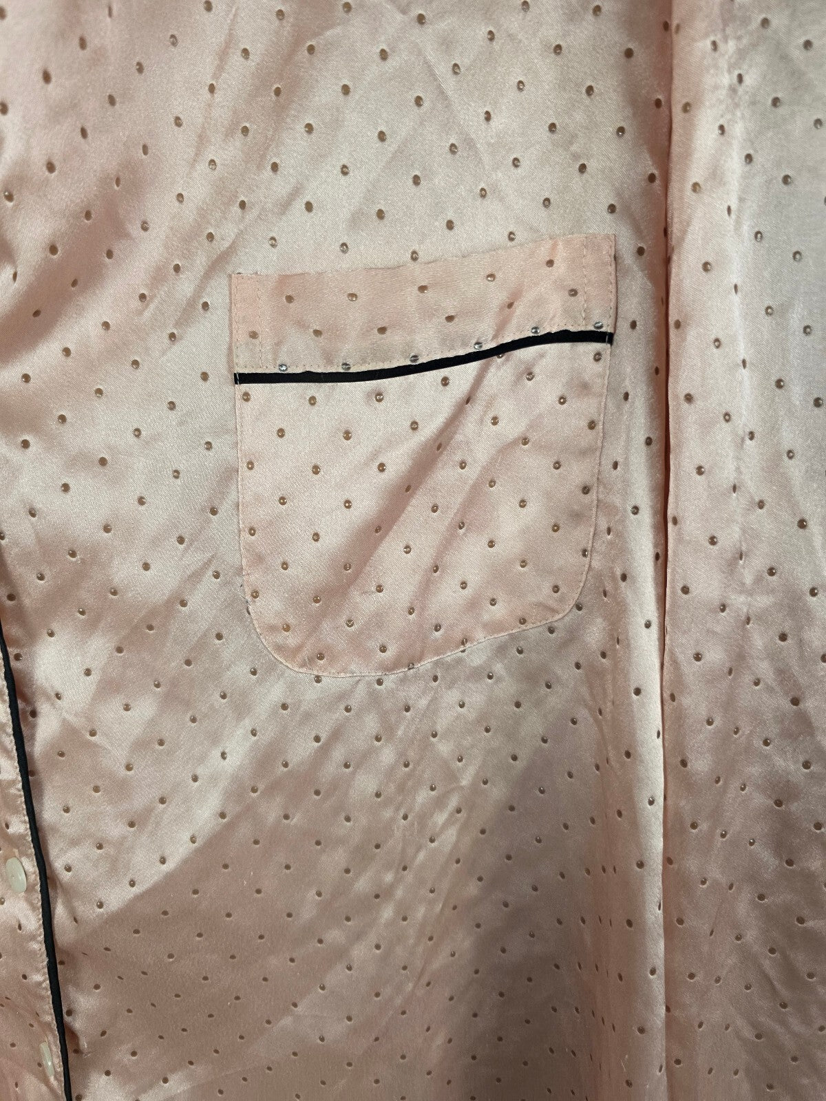 Victorias Secret Sleep SET 2pc Outfit Pajama Polka Dot Satin Shirt Pants XL XXL