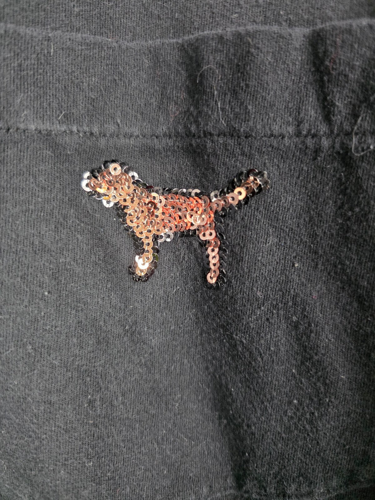 Victorias Secret PINK Leopard Cheetah Dog BLING sequined Long Sleeve Tee Large