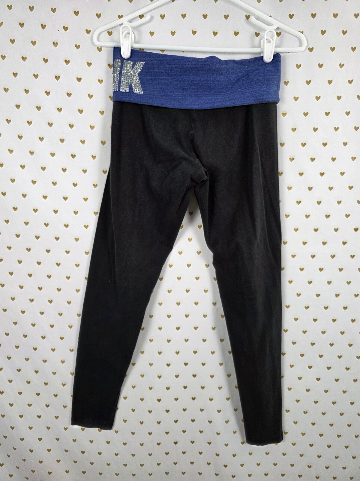 Victorias Secret PINK Vintage Bling Y2k Foldover Yoga Pants Ankle Skinny Small