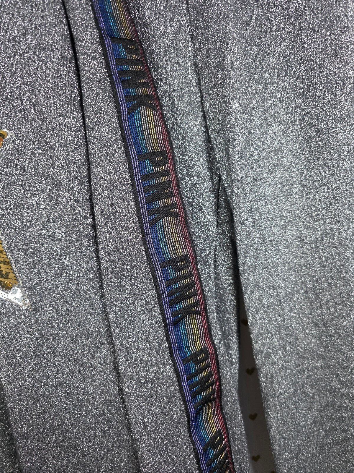 Victoria's Secret PINK Shimmer Flip Sequin Rainbow Sweater Sweats Set SM BLING