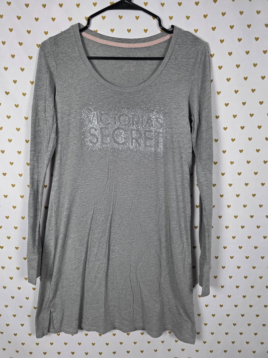 Victorias Secret Bling Studded Nightgown Sleep Shirt Pajama Long Sleeve Small
