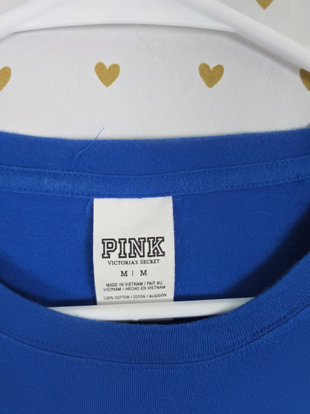Victorias Secret PINK Cheetah Bling Sequined Long sleeve Colorblock Blue Tee M