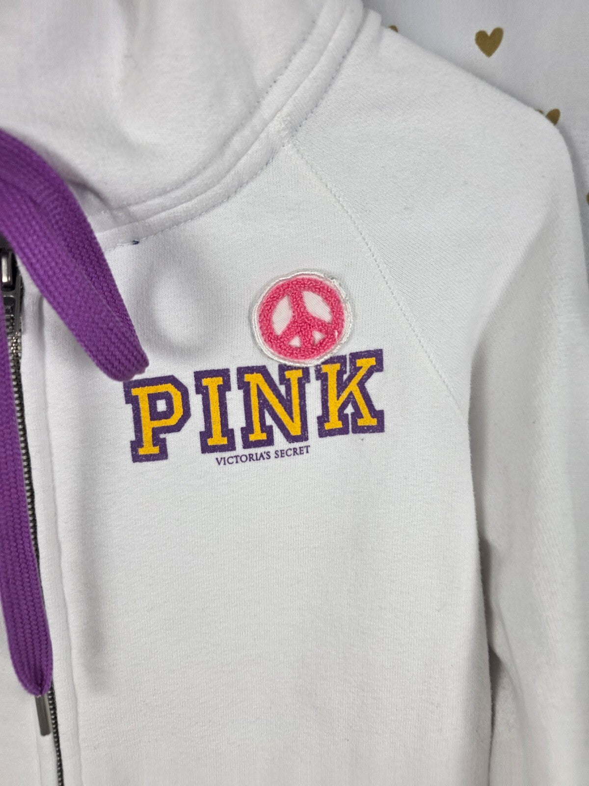 PINK Victoria's Secret Jones & Mitchell LSU Tigers Zip Hoodie White Large