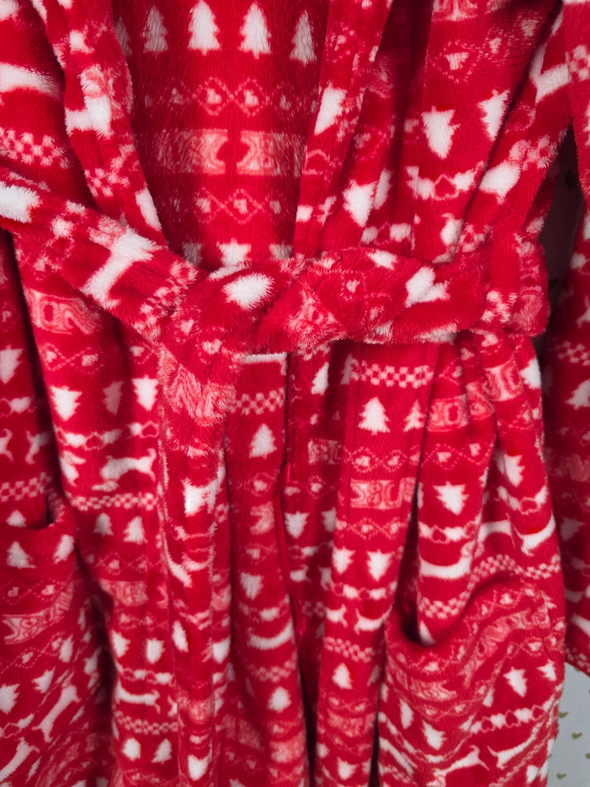 Victorias Secret Red Fluffy Warm Bath Robe Wrap Cover Up Medium large