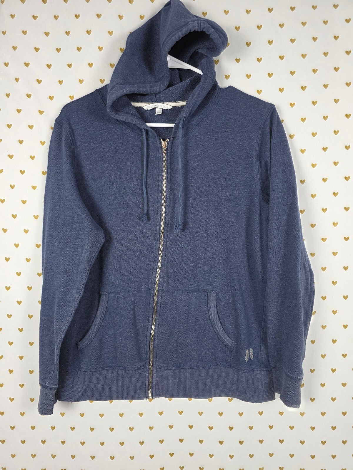 Victorias Secret ANGELS Bling Full zip Hoodie Jacket Blue MEDIUM Sequin