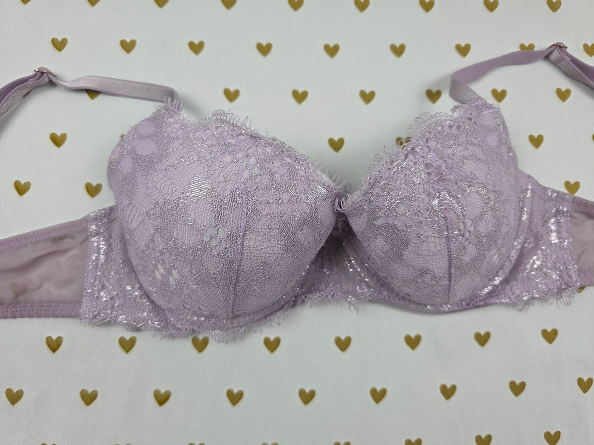 Victorias Secret Purple  DREAM ANGELS Lined Demi Balconette Bra 34B