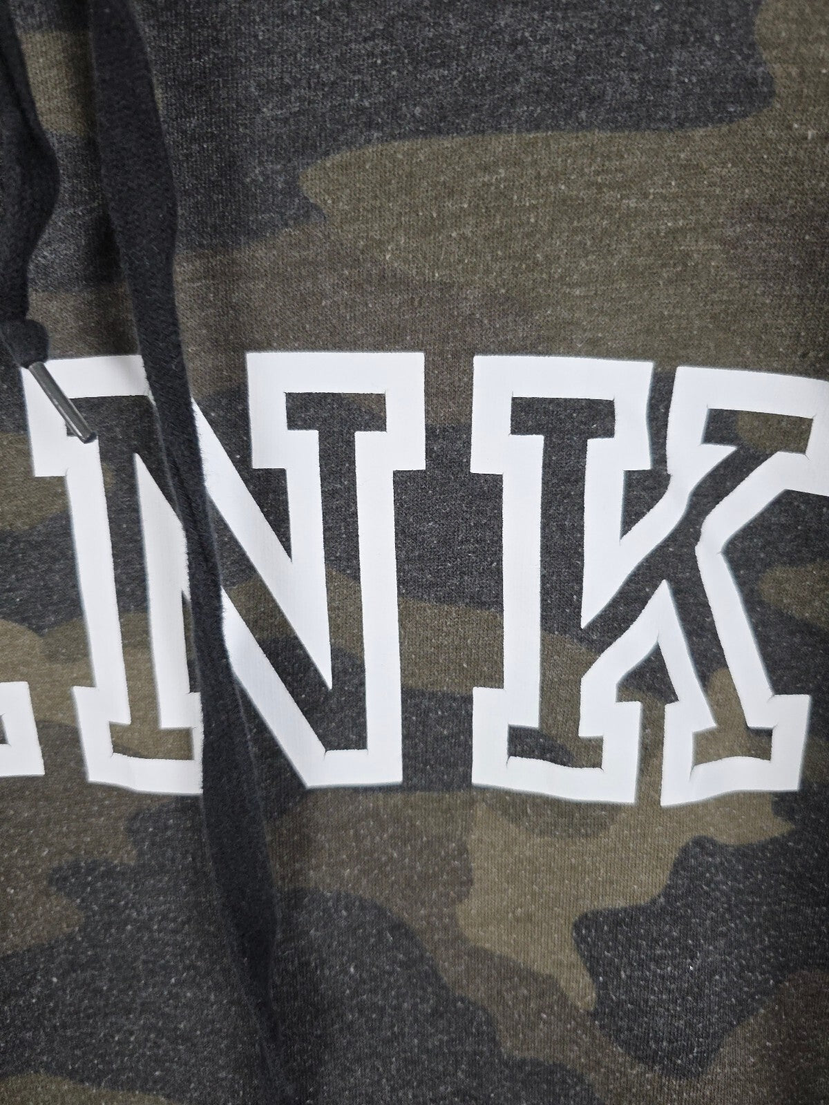 Victorias Secret Pink Camo Camouflage Green Logo Pullover Hoodie Sweater XL