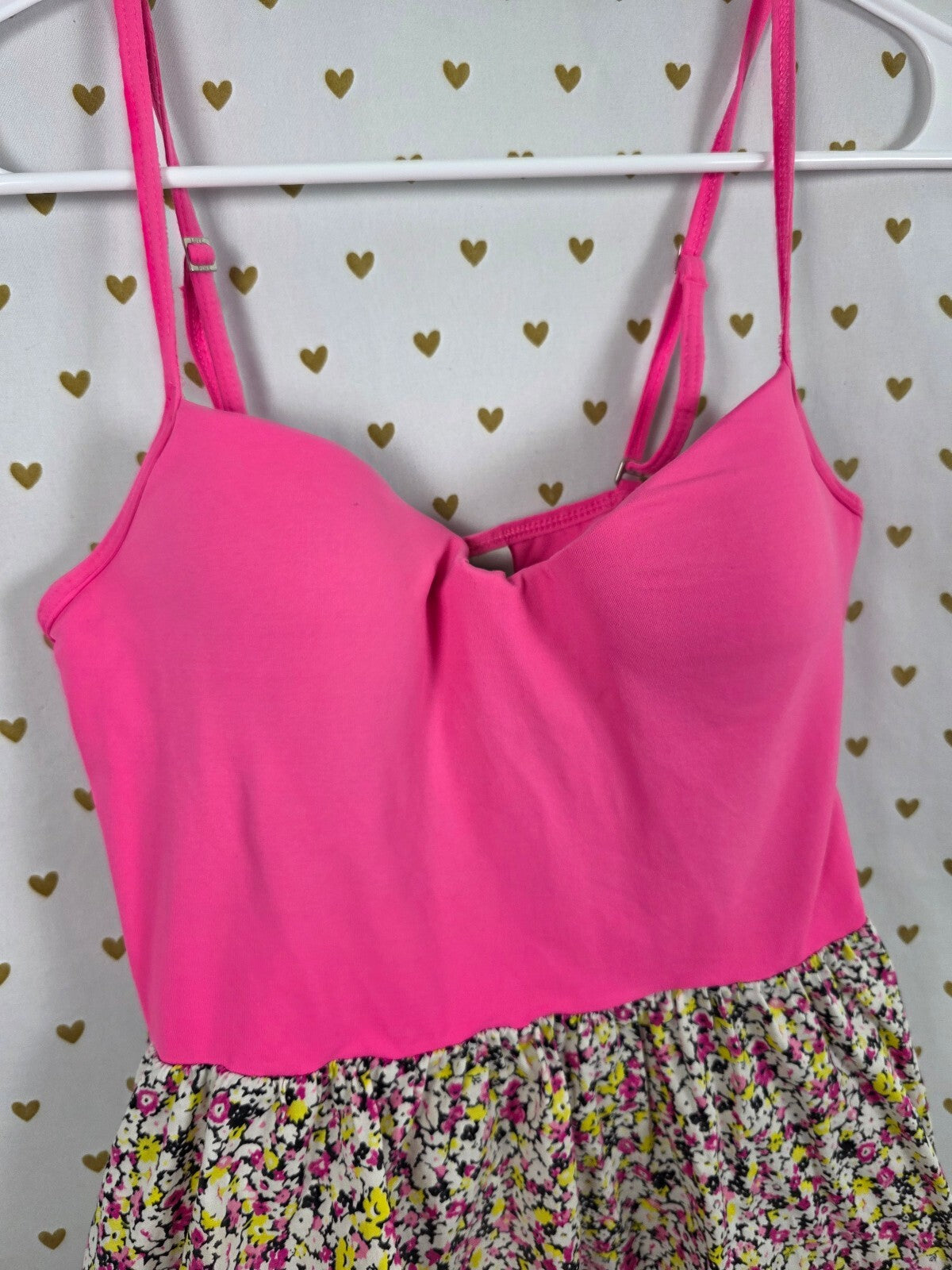 Victoria's Secret PINK Dress S Floral Fit Flare Built In Bra Pockets '10 Y2K vtg