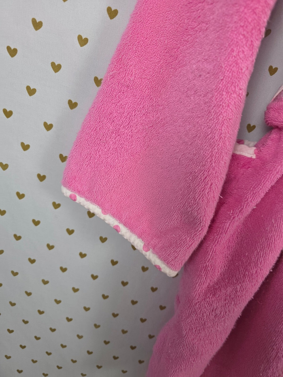 Victoria's Secret PINK Plush Terry Robe White Pink Polka Dot Dog XS SMALL 2004
