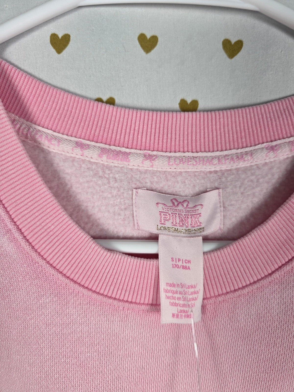 PINK x LoveShackFancy Rhinestone Dog Sweatshirt Dress Pink NWT S BLING