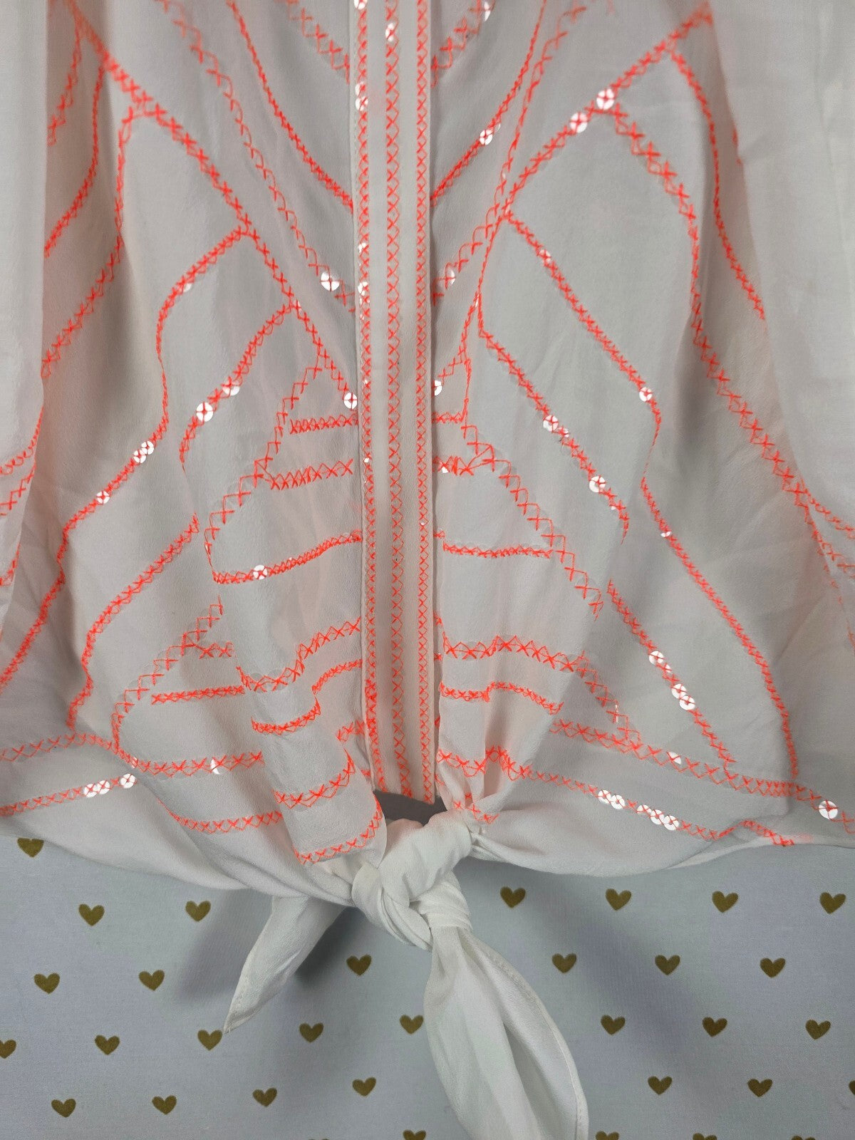 Victorias Secret Medium  Bling Sequined neon tie Front tank Top