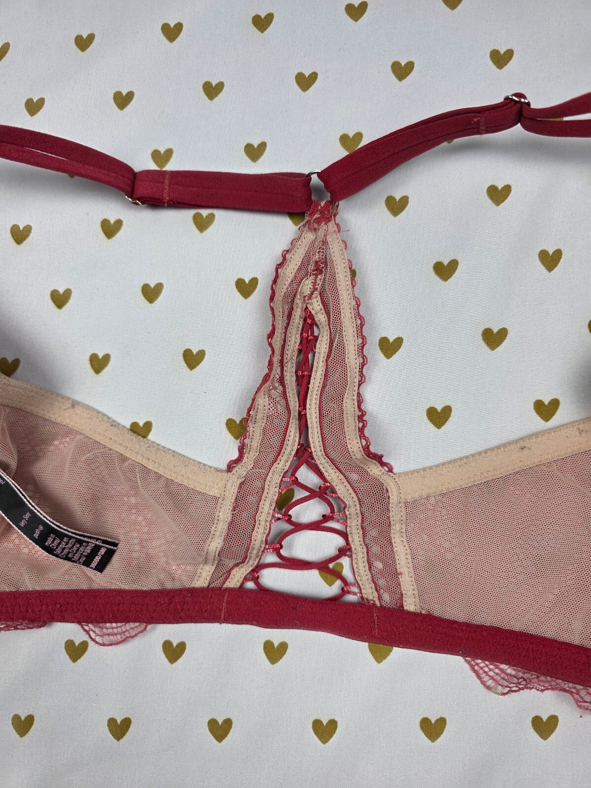 Victorias Secret Racerback Front Close Lace Accent Push Up Bra 36DDD