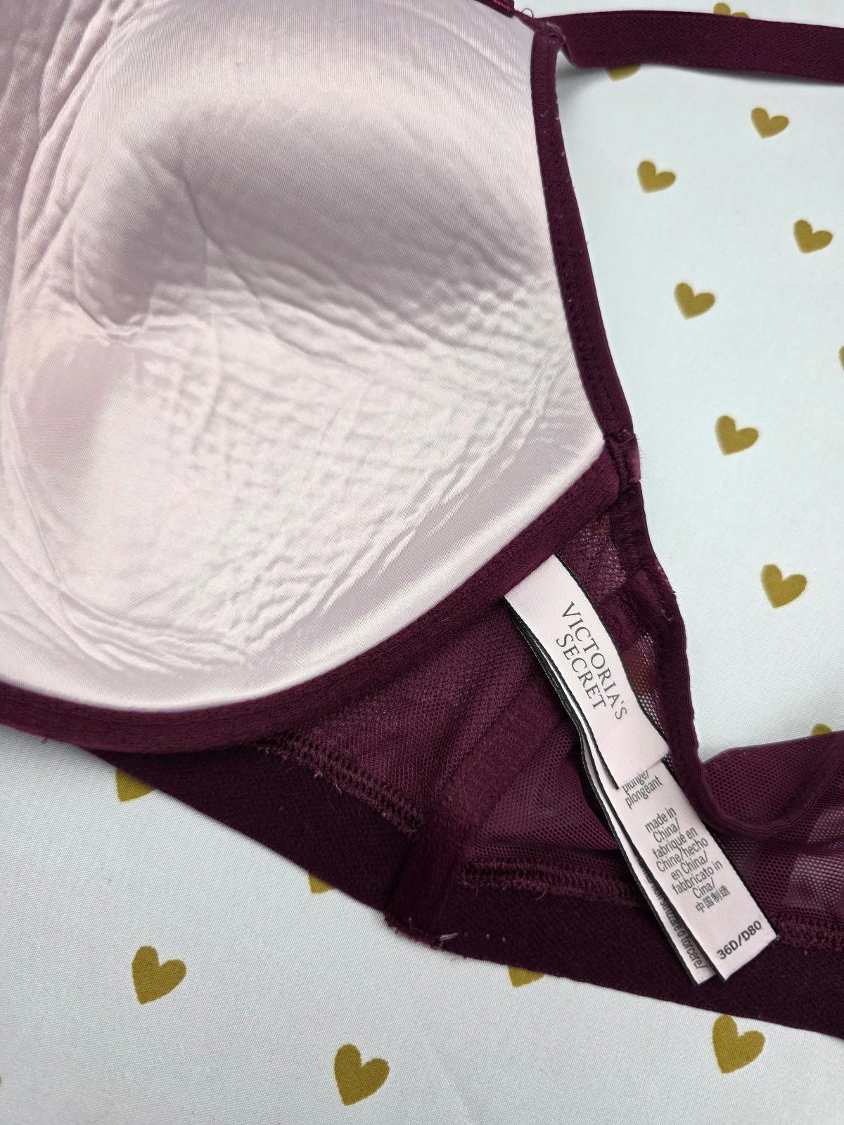 Victorias Secret maroon racerback 36d very sexy plunge bra