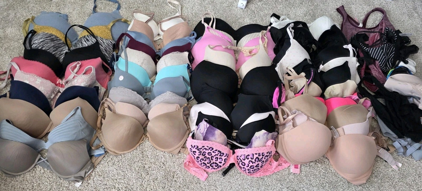 Victoria’s Secret & pink 50 Pc DAMAGED BRA LOT Push Up & Sports Bras #25