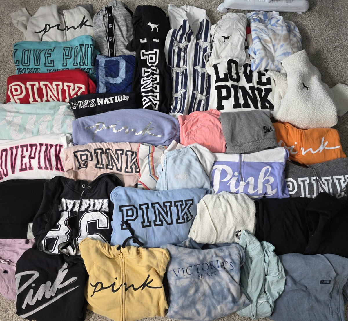 Lot of 36 Pcs Victoria's Secret and PINK Shirts Hoodie Leggings (stains/wear)