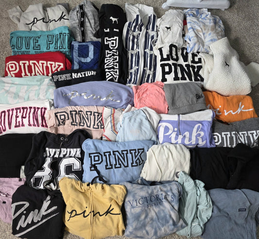 Lot of 36 Pcs Victoria's Secret and PINK Shirts Hoodie Leggings (stains/wear)