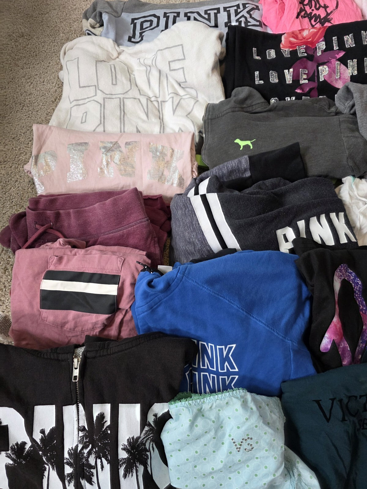 Lot of 41 Pcs Victoria's Secret and PINK Shirts Hoodie Leggings (stains/wear)