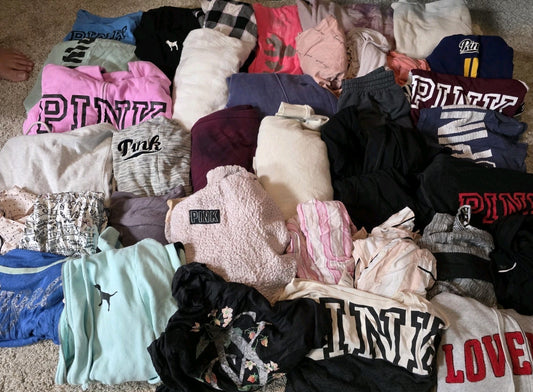 Lot of 39 Pcs Victoria's Secret and PINK Shirts Hoodie Leggings (stains/wear)
