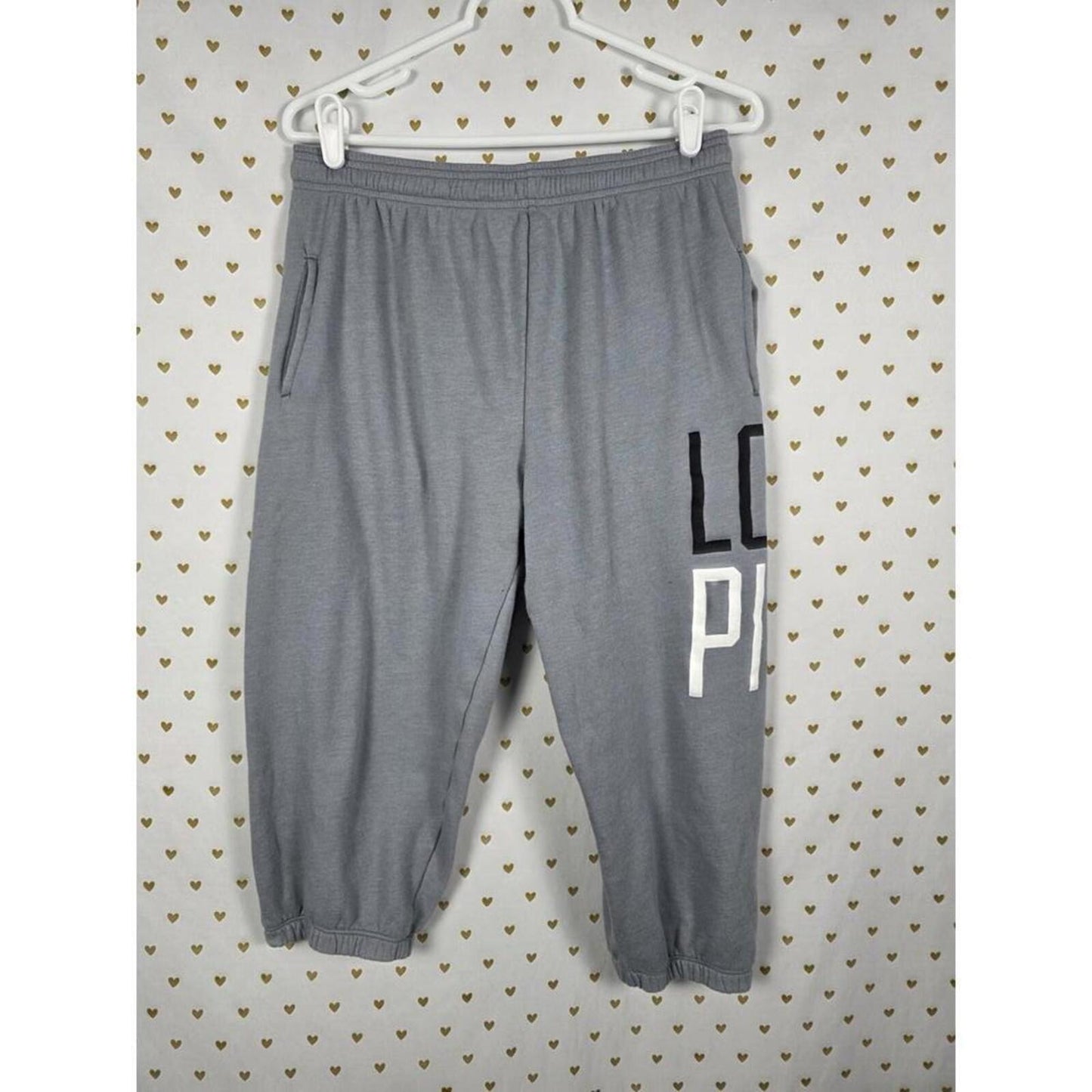 Victorias Secret PINK LOVE Capri Cropped Pockets sweats Joggers Tapered VTG Y2k