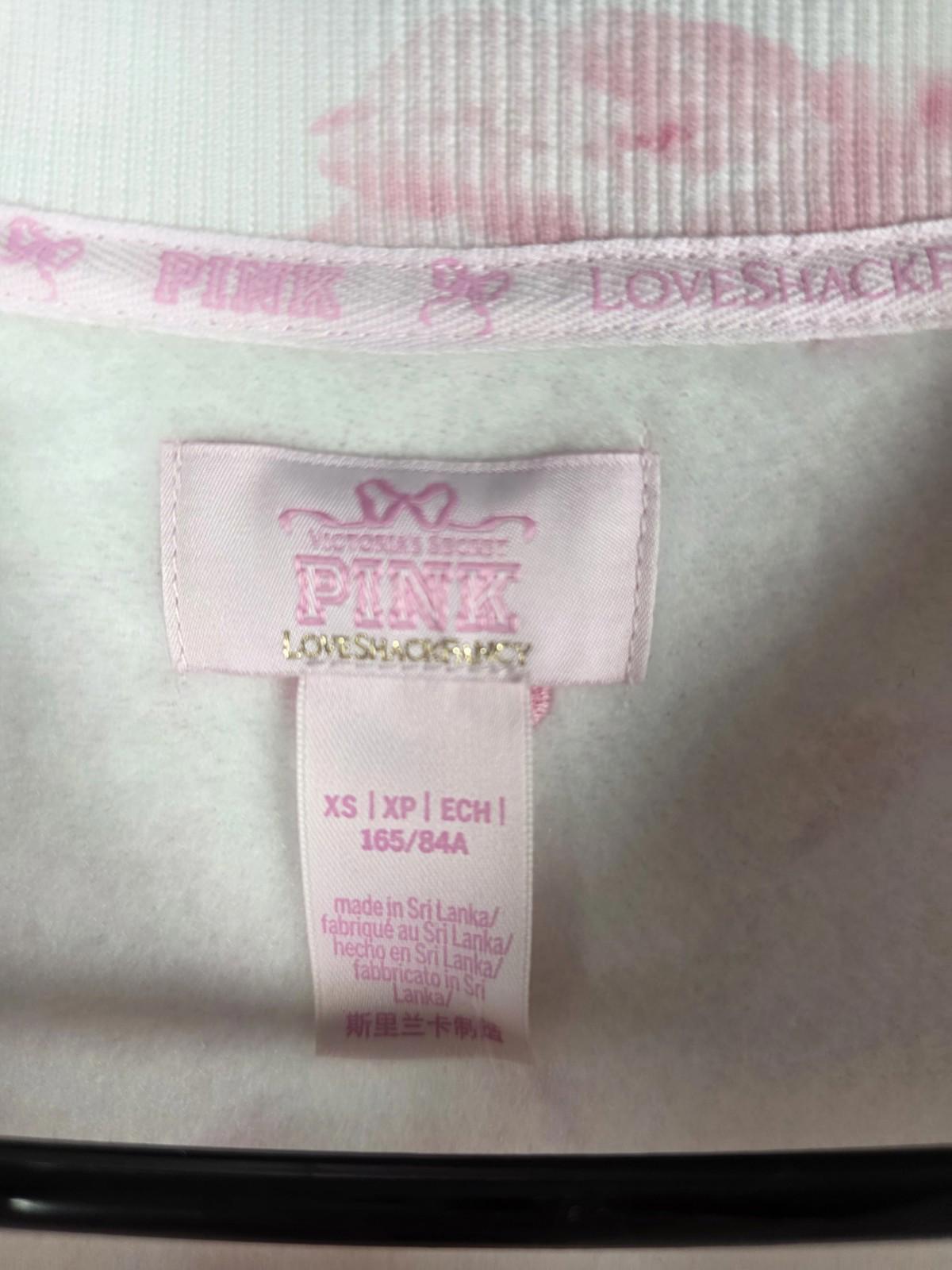 NWT XS LoveShackFancy VS Pink Sweatpants BLING SET Sweatshirt Everblooming White