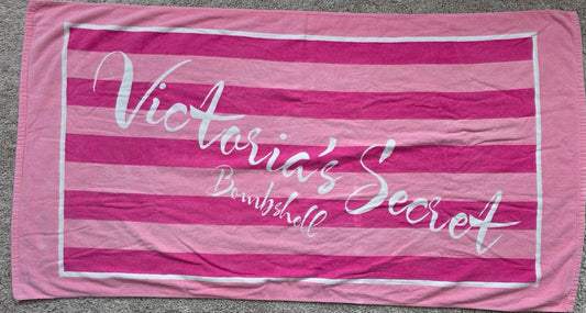 2011 Victoria’s Secret Bombshell Beach Towel Pink Striped Cotton Y2K 66x34