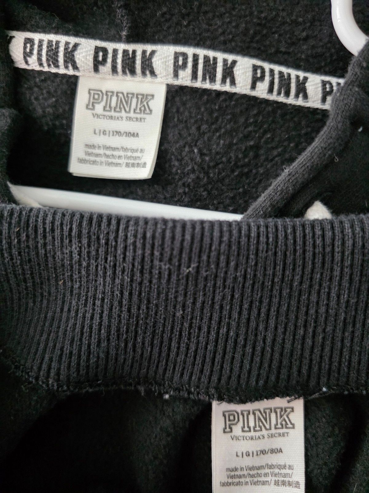 Victorias Secret Pink Rose Bling SET Hooded Sweater sequined Sweatpants Large