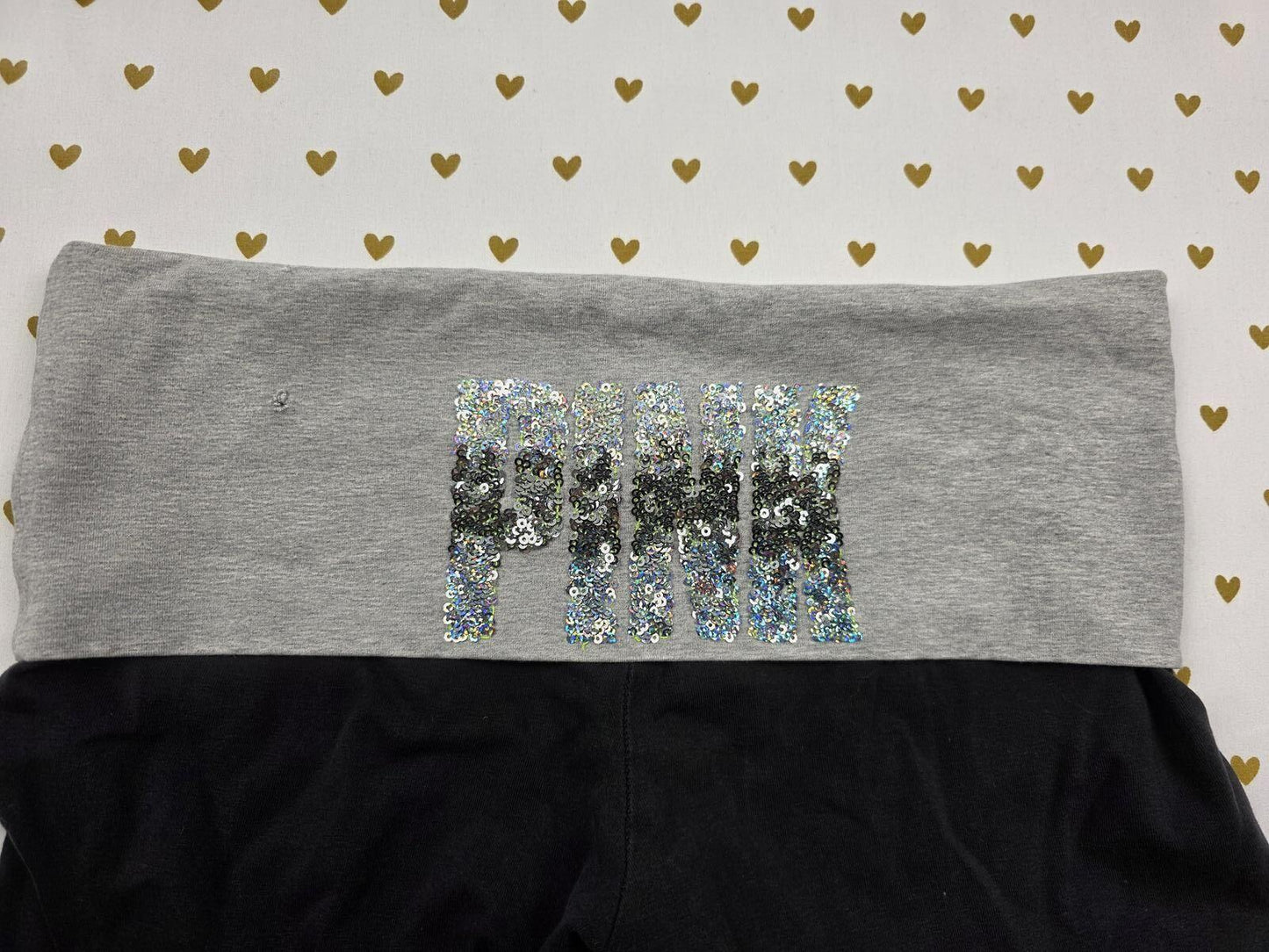 Victorias Secret PINK BLING SHORTS Foldover Yoga Booty Y2k Vintage MEDIUM Sequin