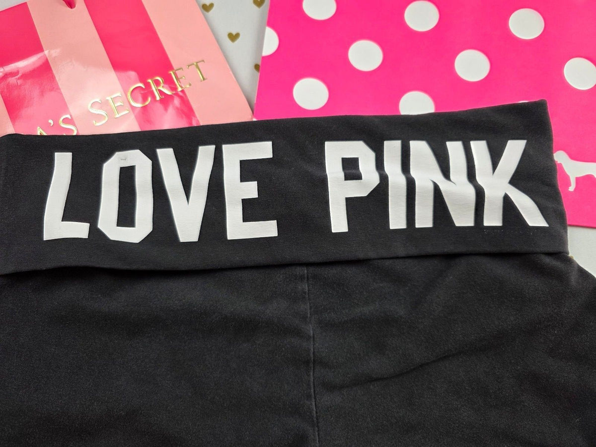 Victorias Secret PINK Vintage Y2k Foldover Yoga Shorts Logo Medium